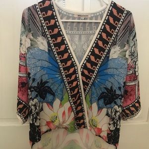 Jealous Tomato Tropical High-Low Drape Blouse
